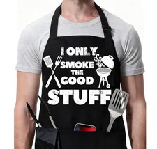 Funny BBQ Black Chef Aprons for Men, Adjustable Kitchen Cooking Aprons for