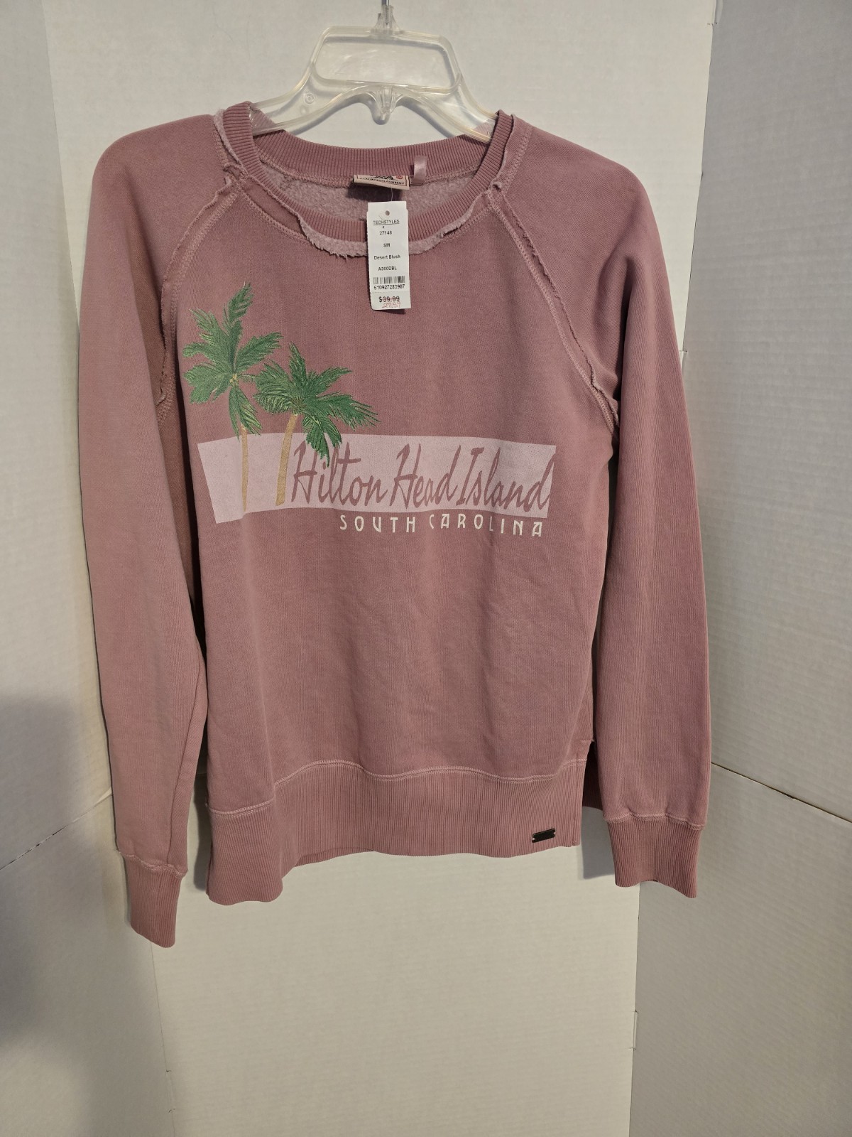 Techstyles Hilton Head Island SC Sweatshirt Women's Size Small, Pink, New