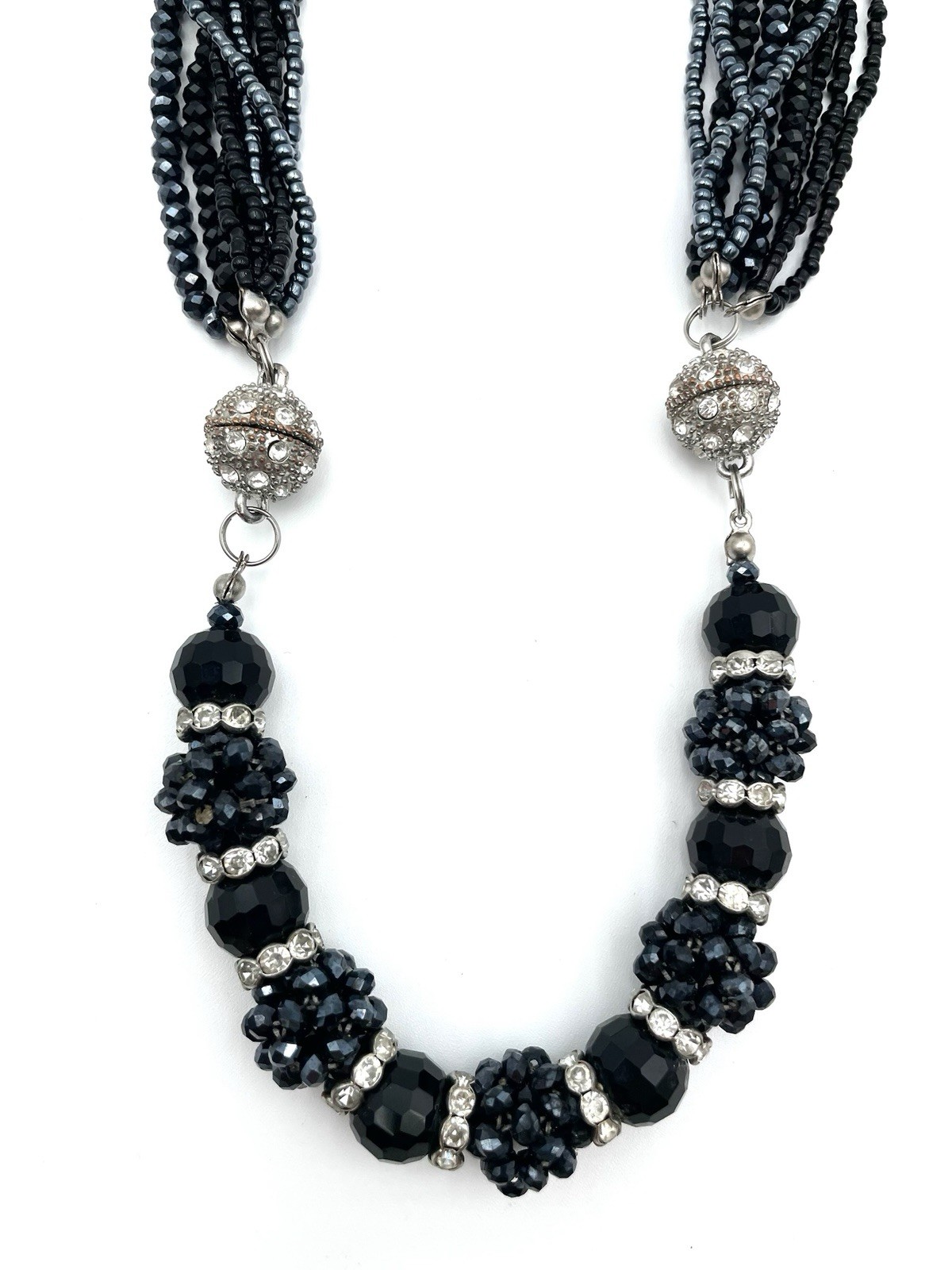 Midnight Multi-Strand Crystal Statement Necklace - image 1