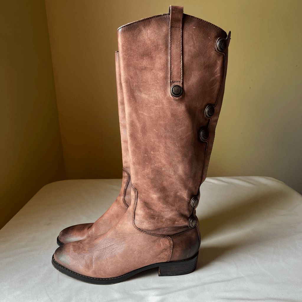 Arturo Chiang Enchante Riding Boots Tan Leather Knee High Round Toe Women's 7.5