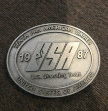 Tenth Pan American Games U.S Shooting Team August 1987 Commemorative Belt Buckle