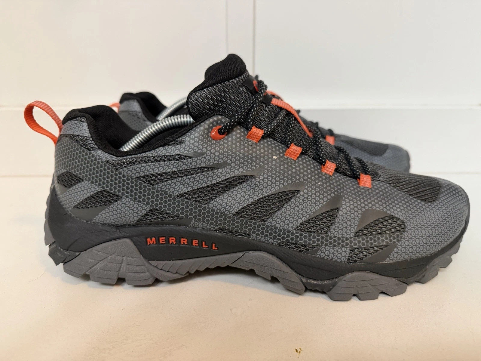 Merrell Men’s Moab Edge 2 Hiking Shoes J06113 Grey Orange Trail Sneakers Size 13