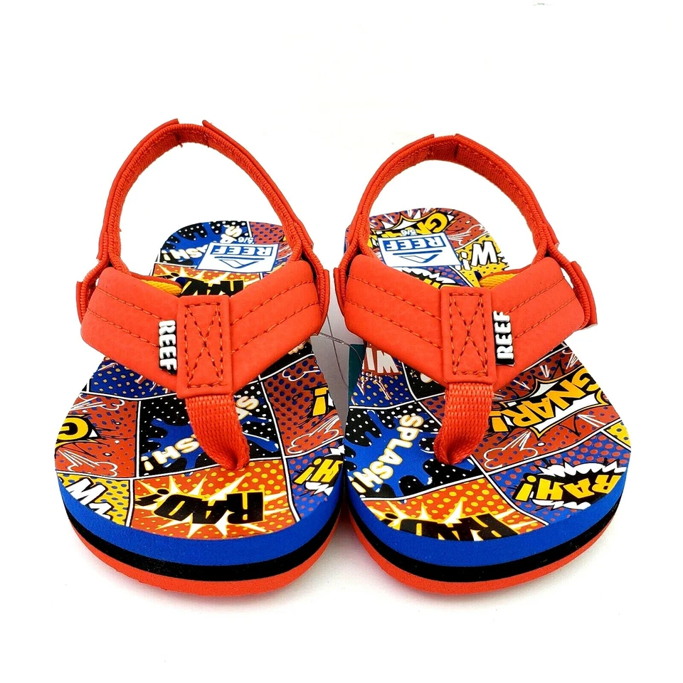 Reef Little Ahi Comic Book Toddler Boys Size 5/6 Back Strap Flip Flop Sandals  - Image 3 of 4
