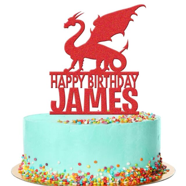Personalised Acrylic Dragon Fantasy Boys Birthday Cake Topper Decoration Gift