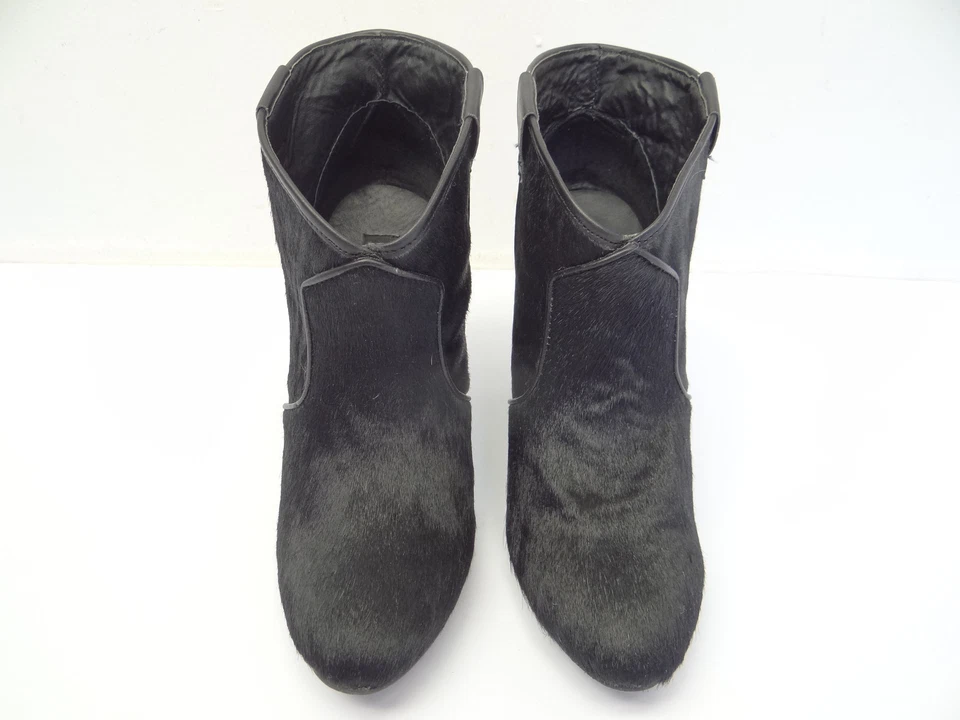 Deena & Ozzy Black Leather Pony Hair High Heel Shoes, Ladies Size 8 Pre-Owned - Image 4 of 4