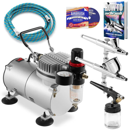 Dual Action Airbrush Kit with 3 Airbrushes - Picture 1 of 7