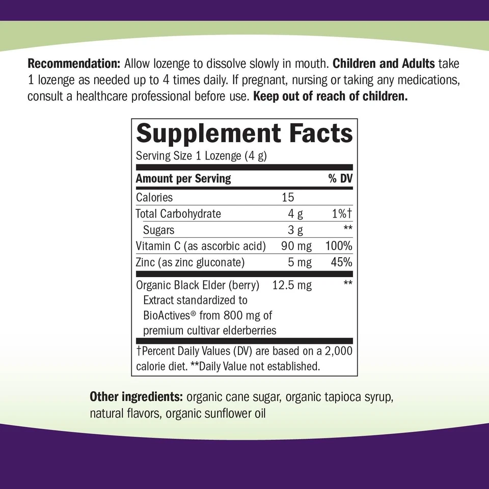 Pastilhas de zinco Nature's Way Sambucus com sabugueiro e vitamina C, mel lemo... - Imagem 3 de 4