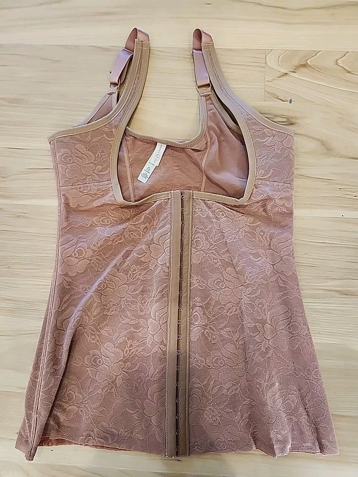 Blusa Rhonda Shear Renda Floral Cami Modeladora Bustier Tamanho M Bege Rosado Nova - Imagem 4 de 4
