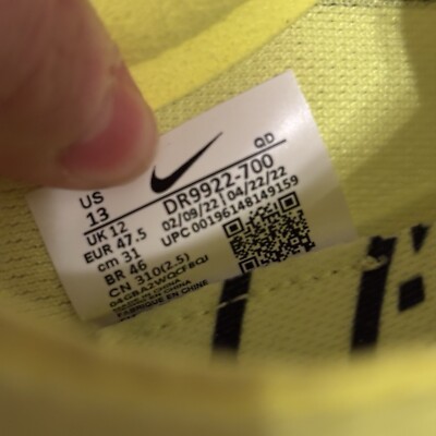 Nike ZoomX Dragonfly Track & Field Shoes Volt Mens Size 13 DR9922