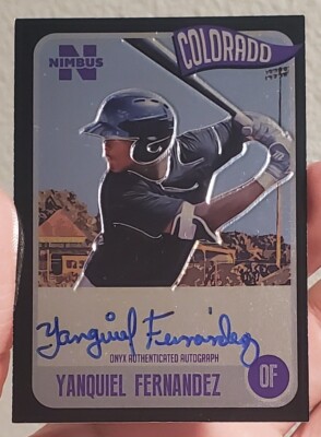 YANQUIEL FERNANDEZ 2020 Onyx Nimbus BLACK Auto #NAYF /25 COLORADO ROCKIES   