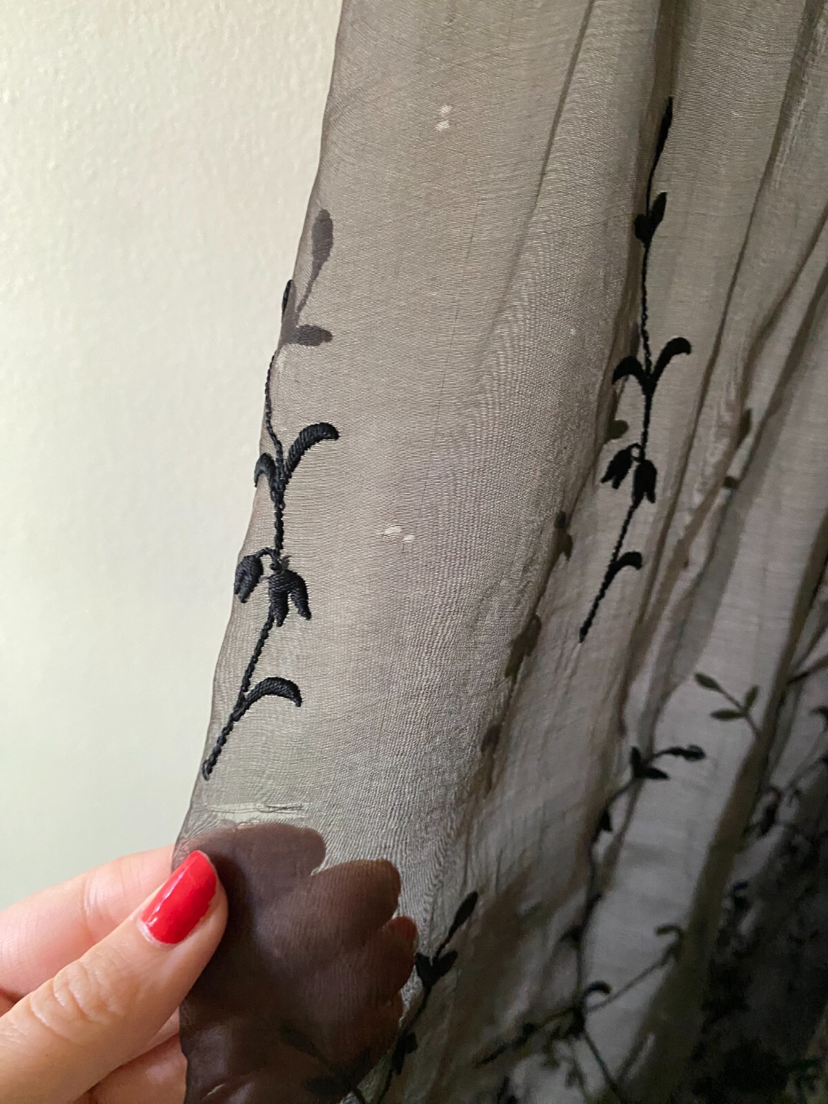 Rare Antique Victorian Edwardian Black Embroidered Sheer Dress Goth Small