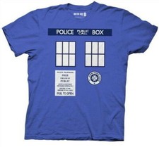 Doctor Who TV Series Tardis Trompe Royal Blue Adult T-Shirt, NEW UNWORN