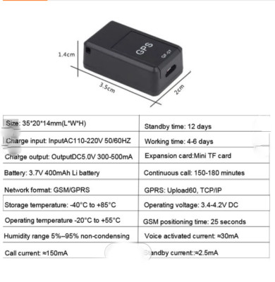 GF-07 Mini Tracker - GPS, GSM, GPRS, Wireless Universal Tracker App Steuerung