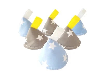 SMALL FACE WORLD Pee Pee Teepee x6 / Wee Stop Cones Teepees / Boy Baby Shower / Stars Blue Grey