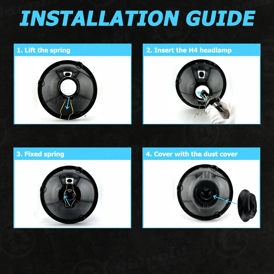 7-дюймовые стеклянные прозрачные линзы фары комбинированные светодиодные лампы H4 для Ford Bronco 1966-1977 - Изображение 2 из 4