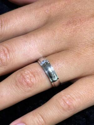 14k Weißgold handgefertigt Doppelkante Design Ehering Ringgröße 6 Geschenk