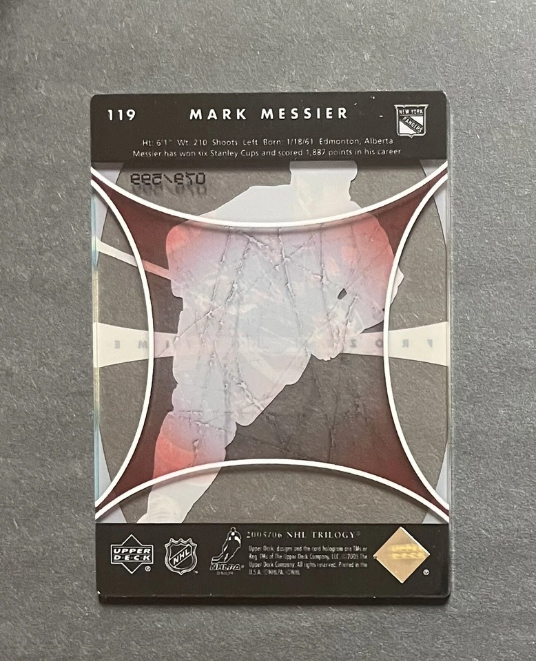 2005-06 Upper Deck Trilogy Frozen In Time /599 Mark Messier #119 HOF - Image 2 of 2