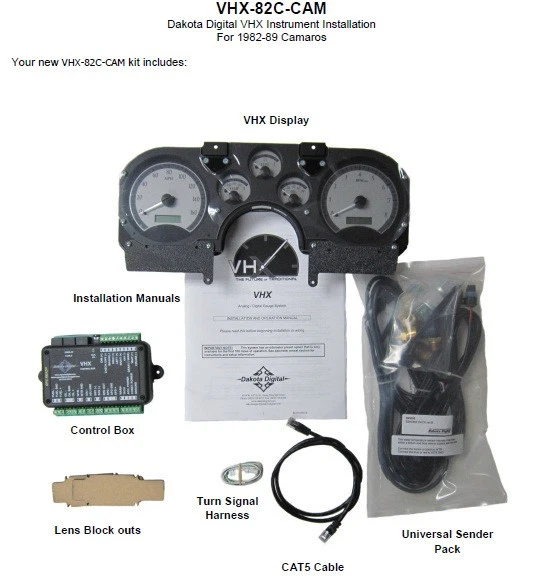 Dakota Digital 1982-89 Chevy Camaro Analog Gauge Kit Black White VHX-82C-CAM-K-W - Image 4 of 4