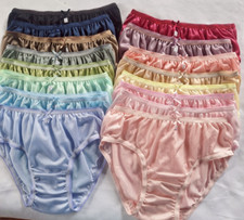 16 Bikini Underwear Nylon Women Silky Light Soft Smooth Briefs Hip 34"-38"L/Mix