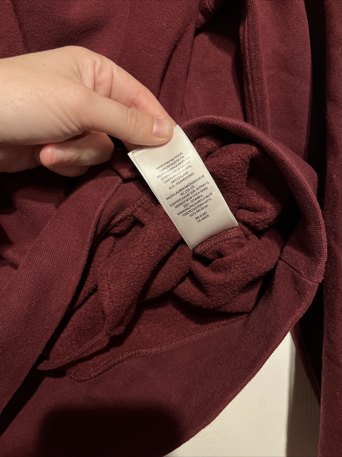 Polo Ralph Lauren Tre Cavalieri Felpa con Cappuccio Gioco Match Big Pony Borgogna Equitazione