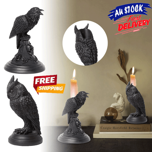 Halloween Wall Decor Gothic Crow Wall Sconce & Table Candle Holder - Resin Raven Tealight Statue For Indoor/Outdoor Decor Fantasy Decor