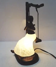 Young Lady On A Swing  Bronze And Glass Table Lamp Terra Cottage TL3390