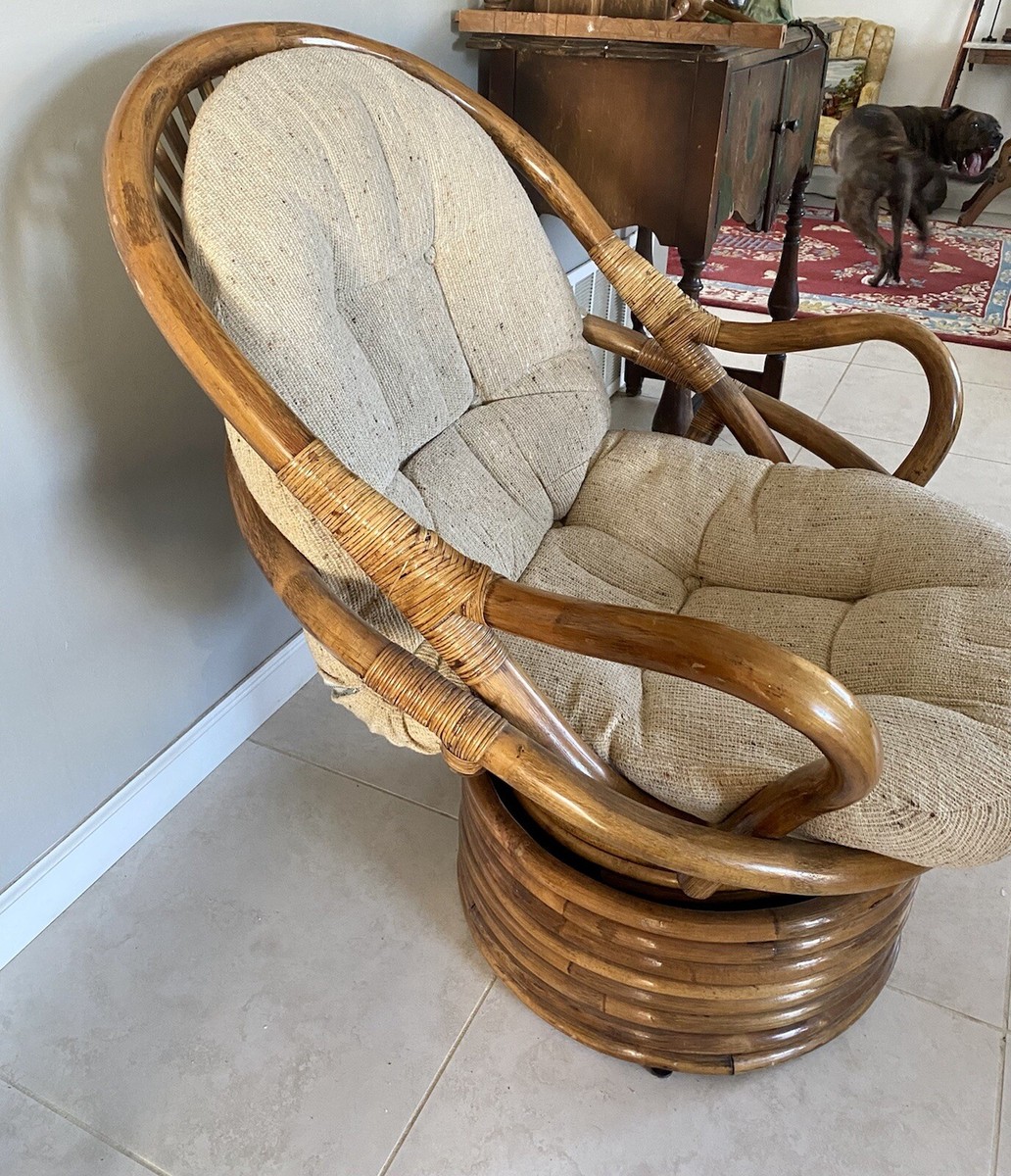 Rattan Mid Century Swivel Rocker Boho Wicker Swivel Rocker Mid