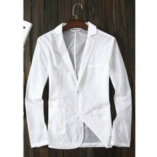Hommes Cran Revers Costume Veste Transparent Haut Manches Longues Chemise
