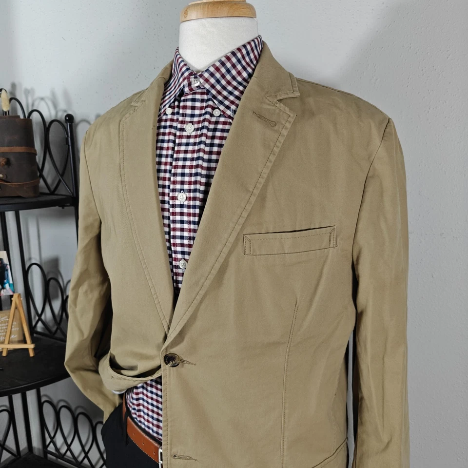 Merona Мужская Sport пальто Blazer куртка две кнопки хаки хлопок саржи большой - Изображение 4 из 4