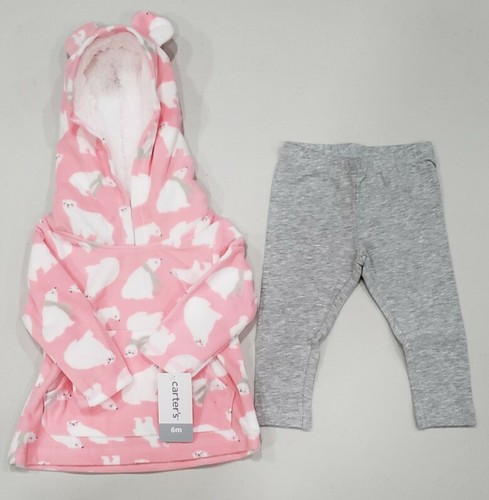 Carter's Baby Girl's Hoodie and Leggings Pink Set 6m NWT 2-piece Fleece Bears - 第 1/6 張圖片