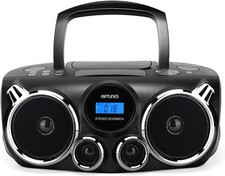 RIPTUNES Portable CD Player Bluetooth Stereo Sound, Black Boombox