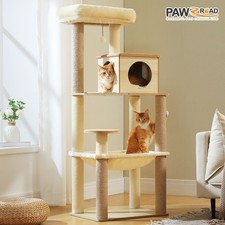 PAWZ Road Wood Cat Tree Tower 56.3" Modern Cat Tower for Indoor Cats Large Adult