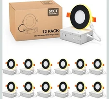 12 Pack Black 3 Inch Recessed LED Lights with Night Light,