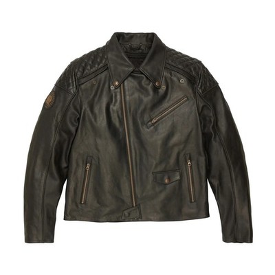 Men s Indian Buchanan Style Black Genuine Cowhide Leather Quilted Biker Jacket