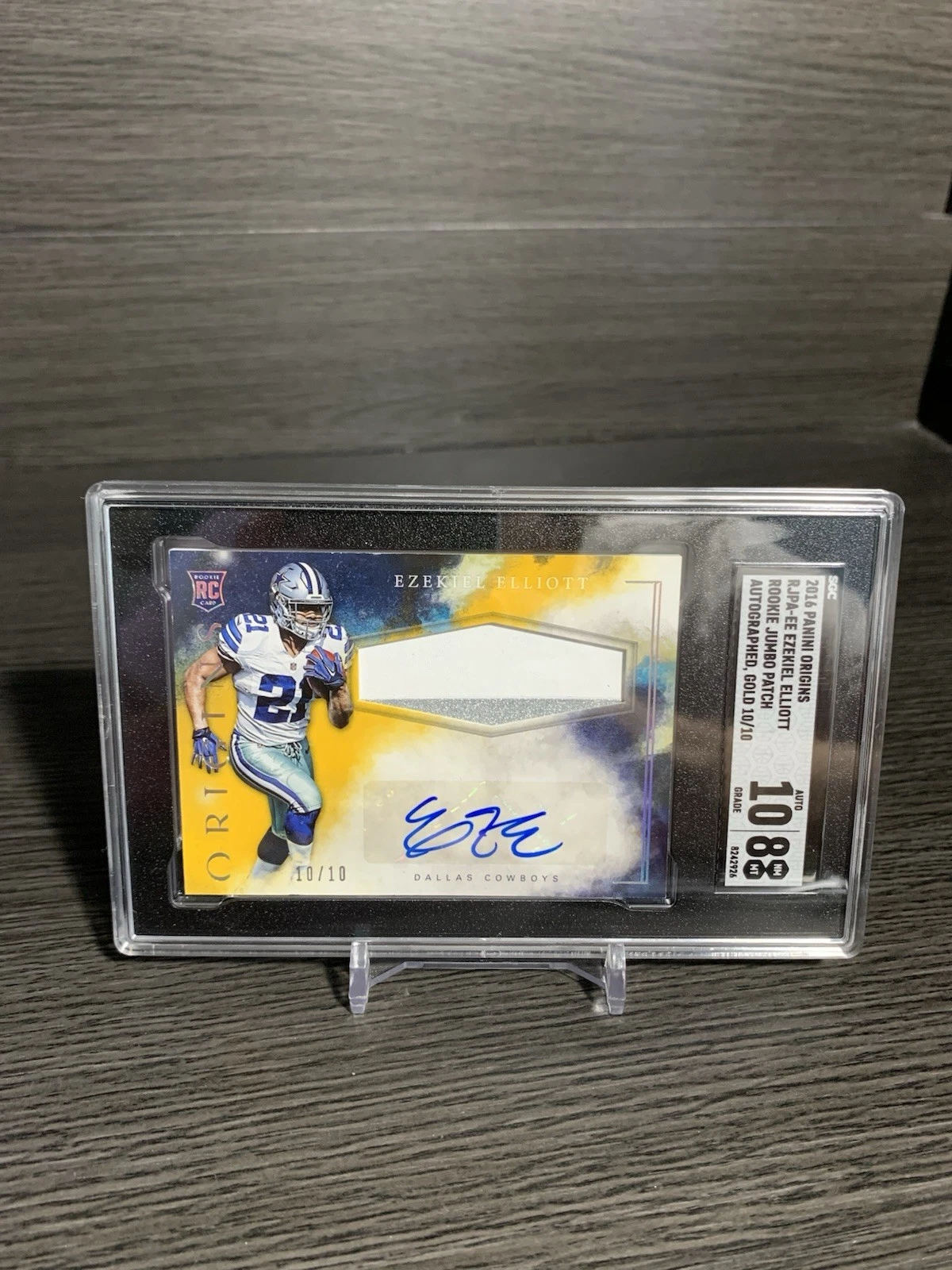 Ezekiel Elliott Panini Origins Rookie Jumbo Patch Autographs #EE Gold