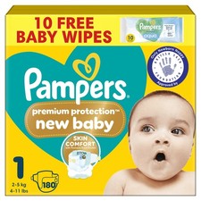 Premium Protection New Baby Size 1 180 Nappies 2kg 5kg Monthly Pack The Only 0.21 per nappy
