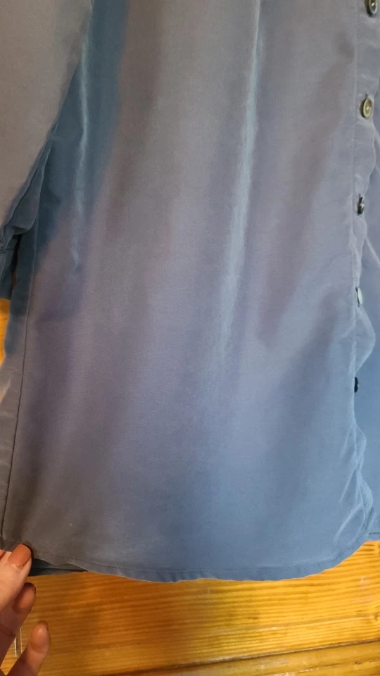 Blusa J JILL Gris Lila Abotonada Volantes Pintuck Manga 3/4 Talla Pequeña Foto 3 de 4