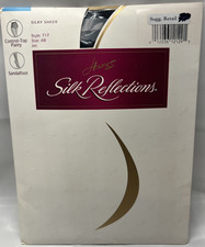 Hanes Silk Reflections Control Top Sandalfoot Silky Sheer 717 SizeAB Jet Black