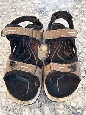 ECCO Women s Sport Sandals Brown Leather Hook & Loop Rugged Sole Size 11-11.5