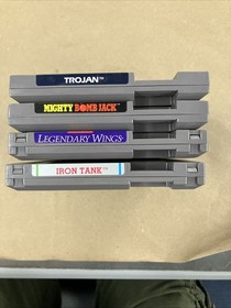 4 Game NES Bundle Legendary Wings Trojan Iron Tank & Mighty Bomb Jack