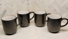 Threshold Stoneware Coffee Mug Set Bronze Barne Dotted Microwave Safe Set of 4