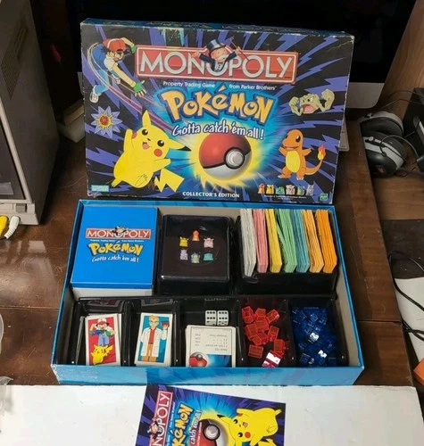 Vintage 1999 Hasbro Collectors Edition Monopoly Pokemon Board Game 100% Complete