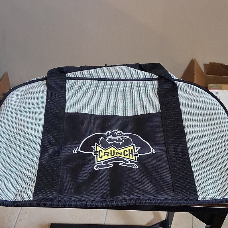 Crunch Logo Large Black/Gray Nylon Duffle Gym Bag Zip, Adjustable Strap