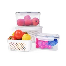 3 Pack Produce Saver Containers - Airtight, BPA-Free Fridge Storage, Keep Fru...