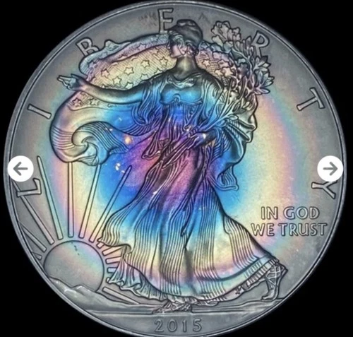 Rare Bull’s-Eye  2015 American Silver Eagle  Toned