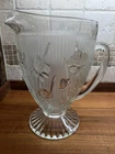 Vintage Jeanette Iris and Herringbone Clear Glass Pitcher
