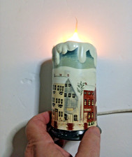 Karen Cruden LMI Flameless Candle Winter Scene Vintage Tested Electric Christmas