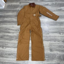 Carhartt X01 BRN Quilt-Lined Duck Coveralls Brown Men's Size 36 Regular Nwt