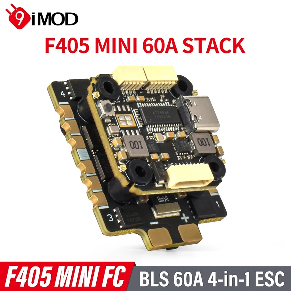 9IMOD MINI F405 Flight Stack F405 FC 60A ESC 3-8S For RC 7-10'' FPV Racing Drone - Image 2 of 4