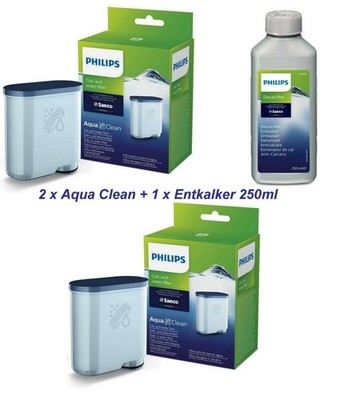 2 x SAECO Philips AquaClean  CA6903/10 + 1 x 250ml Saeco Entkalker Wartungs Set